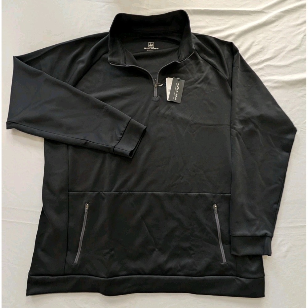 NWT Mizzen + Main Versa Quarter Zip Pullover Sweatshirt Mens XXL Black
